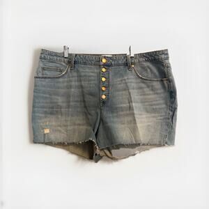 Universal Threads Vintage Midi Blue Shorts 22W High Rise Button Fly Jean Denim